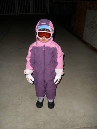 Kasen dressed in her ski gear